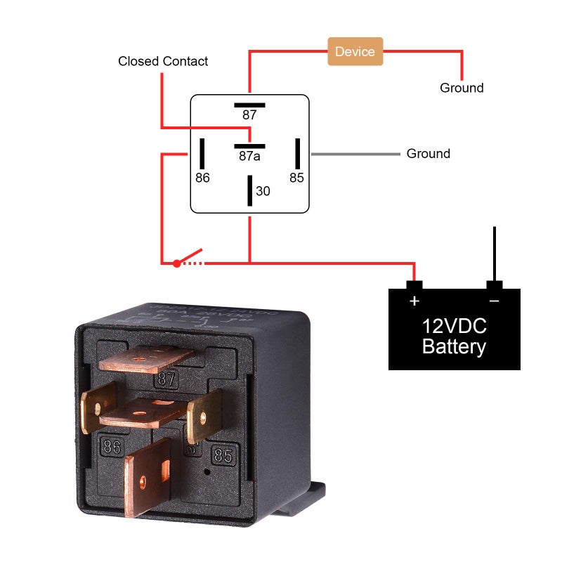 EHDIS 5 Packs Car Relay with Harness Truck Motor Heavy Duty 5-Pin 80A 12V On/Off Normally Open SPDT Relay Socket Plug 5 JD2912-1Z-12VDC 80A 14VDC - Image 3